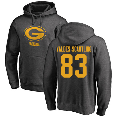 Men Green Bay Packers Ash #83 Valdes-Scantling Marquez One Color Nike NFL Pullover Hoodie Sweatshirts